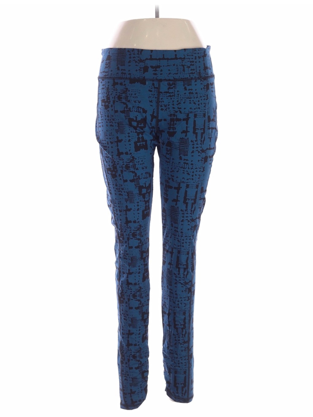 CAbi Blue and Black Abstract Print Slim Leggings